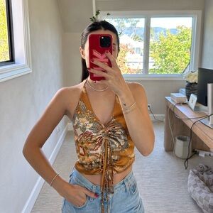 Superdown Bandana Print Halter Top